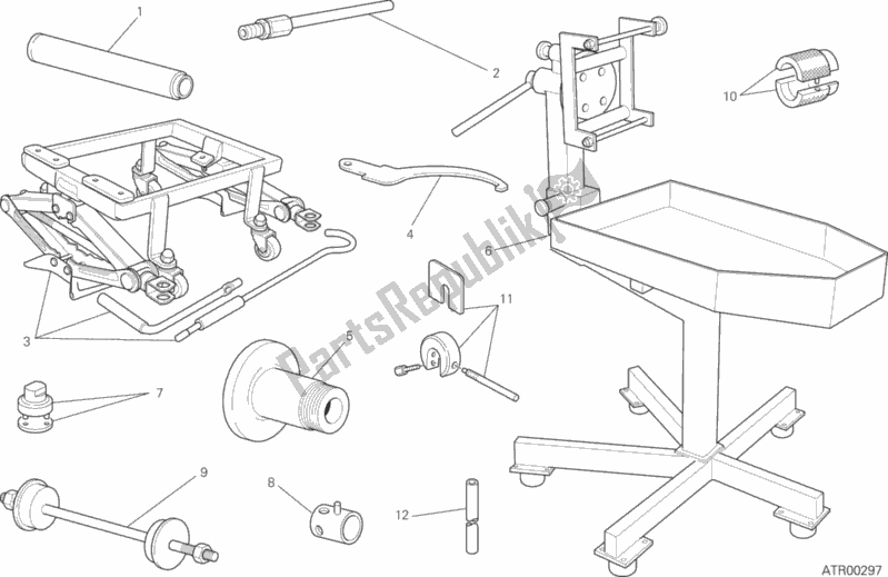 Alle onderdelen voor de Werkplaatsgereedschap (frame) van de Ducati Hypermotard 939 2017